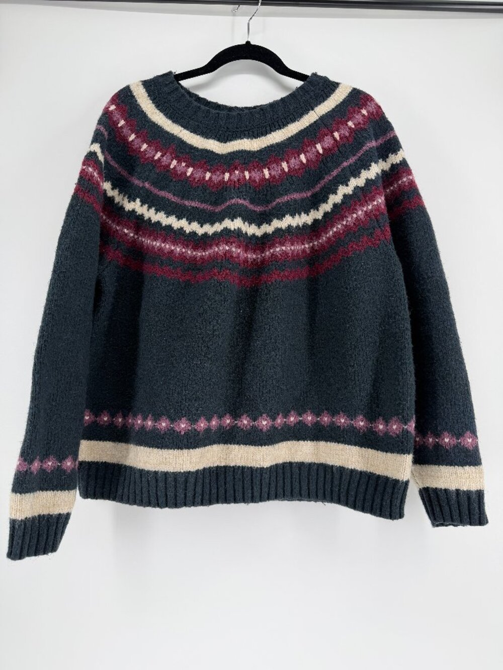 Lucky Brand Fair Wool Blend Sweater Wome Sz XS Alpine Timeless Cozy Nordic